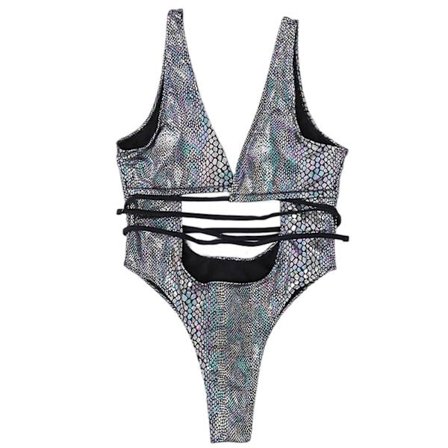 Sexig Ärmlös Jumpsuit Baddräkt Med Ormtryck Bekväm Andningsbar Baddräkt Passar Strandfestresa