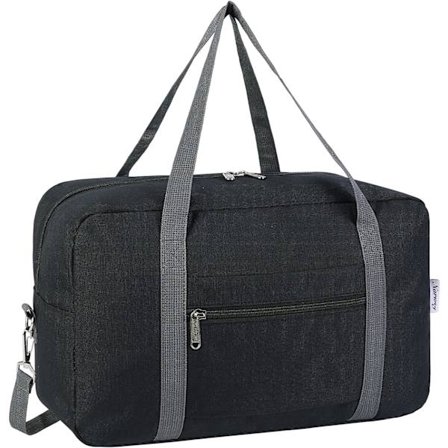 Ryanair Under Seat Cabin Bag Foldable Travel Duffel Bag Håndtaske Carry Luggage Overnight til Mænd og Kvinder (Sort (Med Skulderrem))