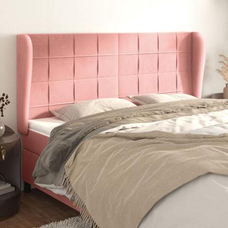 Vidaxl Huvudgavel Med Kanter Rosa 183x23x118/128 Cm Sammet Rosa