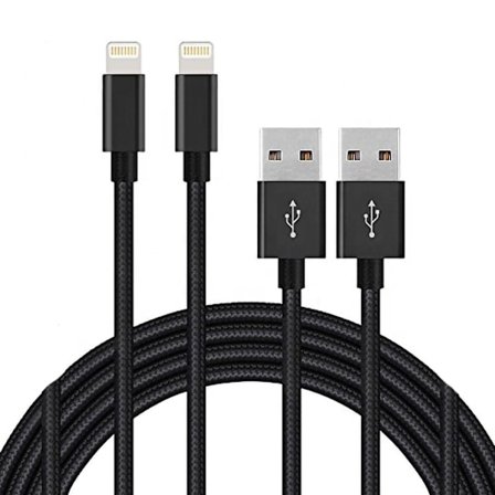2-pak 3 meter Lightning Kabel Sort