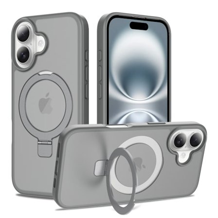 iPhone 17 Stativ Telefondeksel, Fallbeskyttelsesdeksel, Mørkegrå