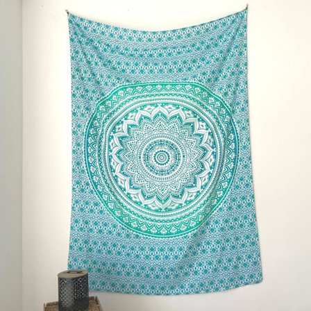 Stora badlakan för vuxna - Mandala-stil, lättviktiga och välbekanta - Sandtät strandfilt - Turkos, 130 x 150 cm