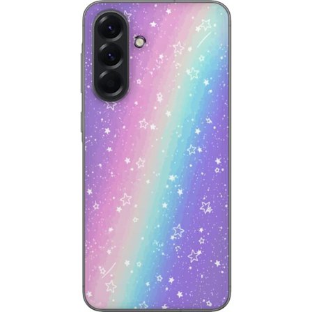 Kompatibel Mobilcover til Samsung Galaxy A56 Rainbow-farvet pastelbaggrund med hvide stjerner og glitrende prikker i blød overgang