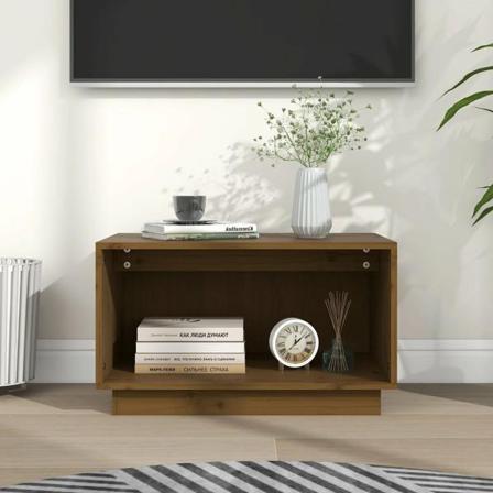 Vidaxl Tv-bänk Honungsbrun 60x35x35 Cm Massiv Furu Brun
