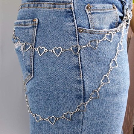 Unisex Hip Hop Punk Hjerteanheng Lagdeling Bukser Kjede Lommebok