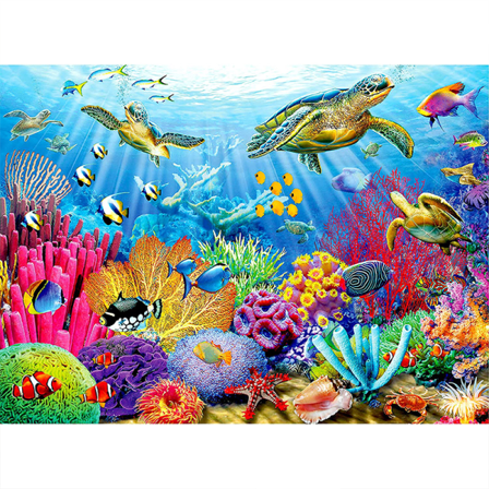 5D Drill Diamond Maleri Landskap Korssting DIY Hjemmeinnredning 33# Havverden 33# SeaWorld L:40cmxW:30cm