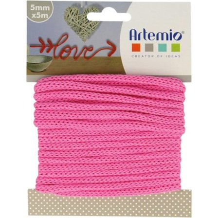 Kreativa hantverksmaterial - Snöre - Stickgarn - Rosa - 5 meter - 5mm
