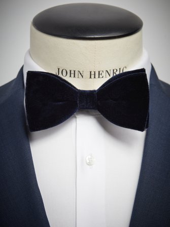 John Henric Men's Blue Velvet Bow Tie Size Pre-tied