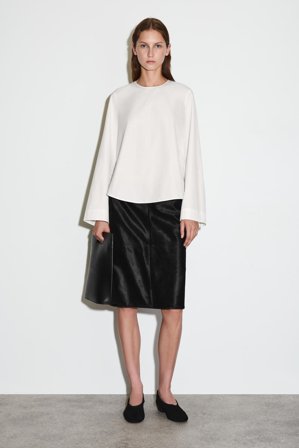 COS Women's Blusa De Algodón Con Dobladillo Curvado in Blanco