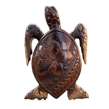 Hawaiian Turtle Statue Träskulptur Dekorativa Hantverk Kreativitet Skrivbordsdekorationer Simulering