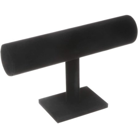 Smyckesställ med svävande T-formad stång för armband, halsband, örhängen, armband, hängen, fotkedjor, klockor, nycklar (svart sammet)