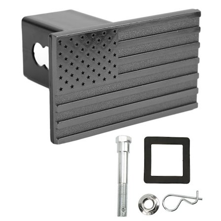Flag Emblem Metal Hitch Cover Universal 5 tommer Aluminium Stål Trailer Metal Hitch Cover Sort