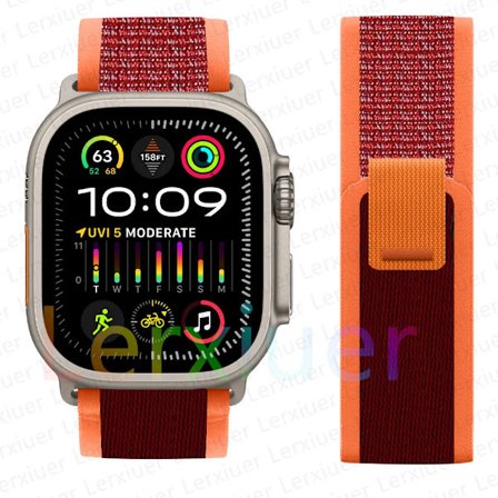 Trail-armband för Apple Watch Ultra 2, 49 mm, 44 mm, 45 mm, 40 mm, 41 mm, 38 mm, 42 mm, 45 44 mm armband iWatch serie 8 9 7 6 5 3 se Röd orange
