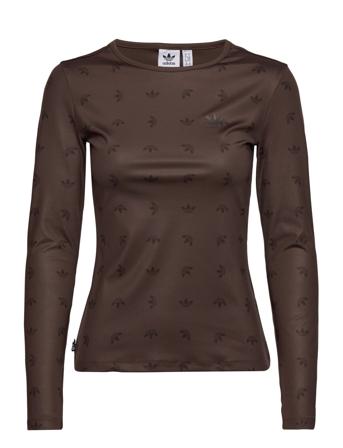 Slim Allover Print Long-Sleeve Top Langærmet T-shirt Brun Adidas Originals