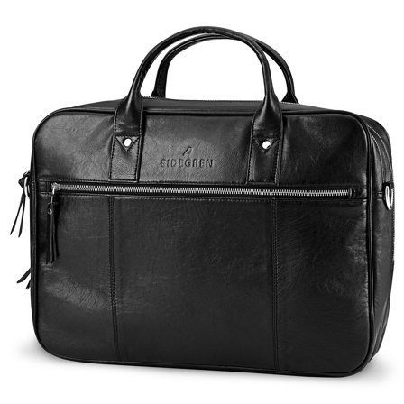 Fidei | Maletín para portátil de cuero de cabra de grano completo grande negro para hombres - Bolsos de cuero