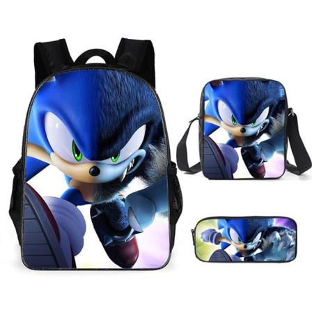 Ny Sonic barneskoleveske animert 3d-trykt ryggsekk Sonic barnesekk i tre sett Y #8
