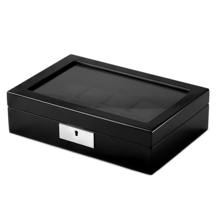 Caja negra para 10 relojes con ventana de vidrio y llave para hombres - Cajas para relojes