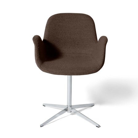 Chrome Spisebordsstol med Armlæn & Drejefunktion, Bouclé - Brun, 57x55x79cm - Behagelig PU Skum, Polyester & Akryl Polstring - Elegant Stålbase