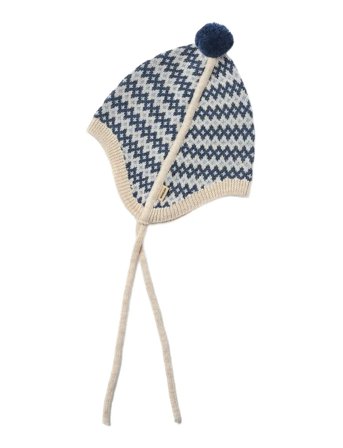 Wheat Knit Bonnet Liro - Blue - 3-9M