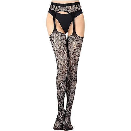 Kvinnors nätstrumpor, höga, genomskinliga, strumpbyxor, hängslen, strumpbyxor, sexiga
