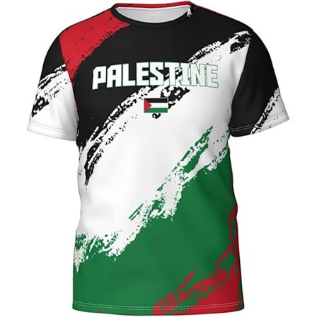 Mode Palæstina Flag Fodbold T-shirts Trend Sommer Kortærmede Nationale Emblem 3D Printede Sports Tees Løse åndbare toppe