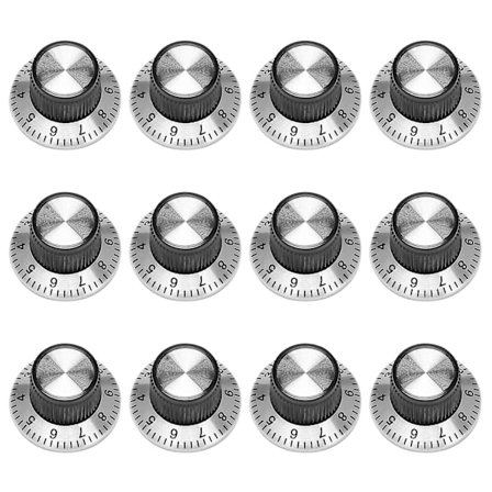12 x Potentiometer Pot Metallknopp med 0-9 Skivspelare för 6mm Axelknopp