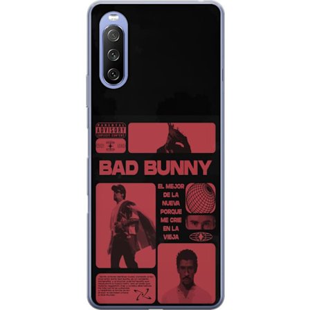 Kompatibel Mobilcover til Sony Xperia 10 III Bad Bunny NFL-inspireret skjoldlogo med amerikansk fodbold og stjerner