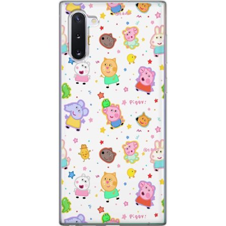 Kompatibelt Mobildeksel til Samsung Galaxy Note10 Fargerike tegneserie dyrekarakterer i en leken stil med stjerner og prikker på en lys bakgrunn