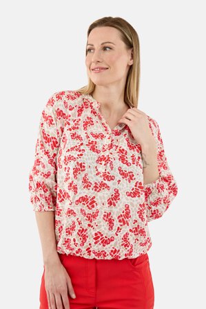 SIGNATURE - Bluse med 3/4 ærmer – Rød Mix – Kinakrave