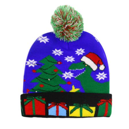 Julstickad Mössa Unisex Vinter Led Färgglad Upplyst