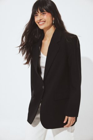 NA-KD Blazer ultra oversize à un bouton - Blazer ajusté - Noir - EU 34