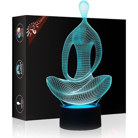 Meditation 3D Illusion Lamp Nattljus, Gawell 16 Färger Ch