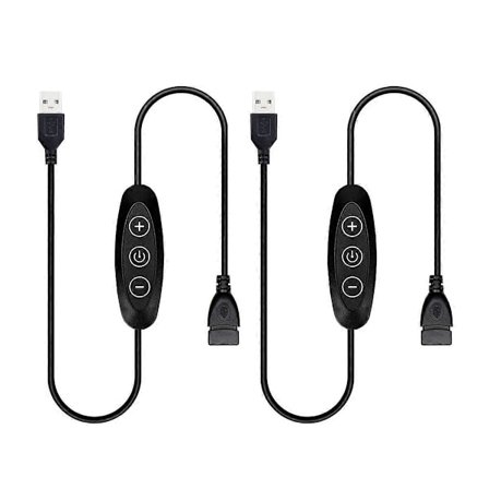5V USB LED Dimmer Switch, 10-stegs dimning, hona till hane, 2-pack USB-driven dimmer för 5V Single