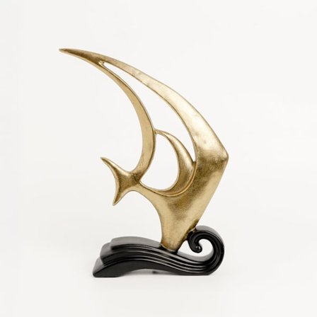 Kultainen ja musta polyresiinikalakoriste, 25x7x32cm