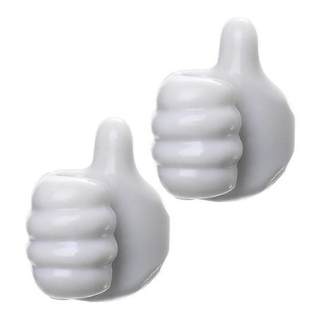 2 stk. Kreativ Tommelfinger Vægkrog, Multifunktionelle Selvklæbende Kabelorganiseringsclips, Sød Tommelfingerholder til Skrivebord Væg Nøgle