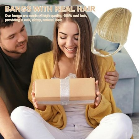 Clip-in hair extensions, ægte hår pandehår - Fransk pandehår Clip-On Air Bangs | Naturlig farve og stilfulde hair extensions for et perfekt look