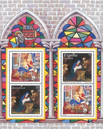 Tyskland og Spanien - Julen 2001 - Postfrisk miniark