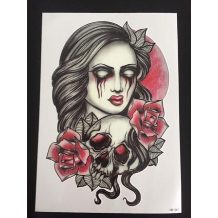 Tillfällig Tatuering 21 x 15cm - zombie girl