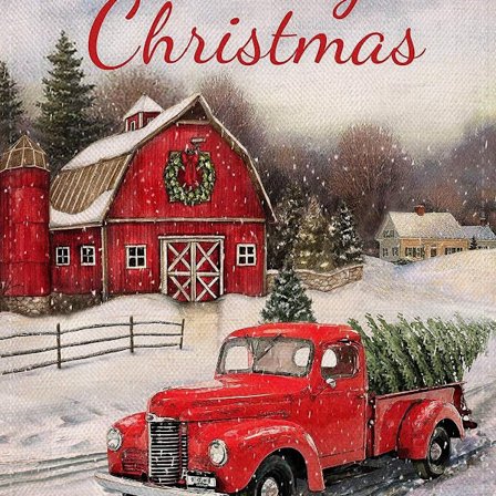 Hjemmedekorativ God Jul Hageflagg Rød Lastebil KLB