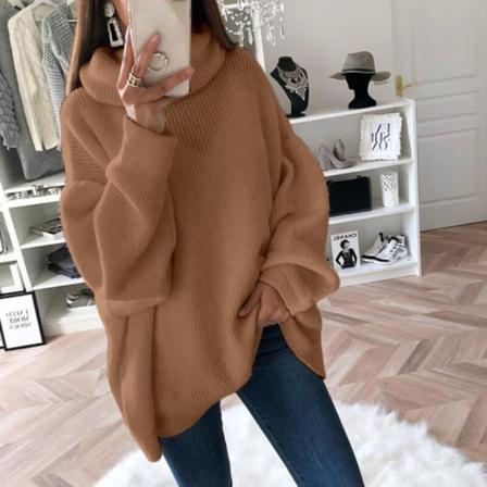 Dam Långärmad Tröja Vinter Varm Jumper Toppar