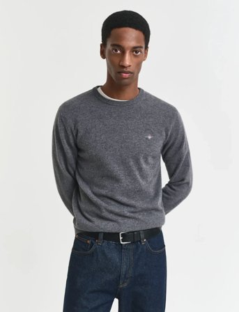 GANT Superfine Lambswool C-Neck - Grey - L