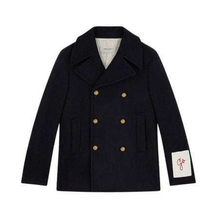Golden Goose Peacoat Compact Cloth Wool Blend Blå, Herre Uldfrakker