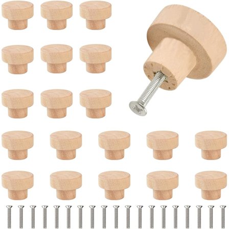 20 st 35 mm Trä Möbelknoppar Skåpknoppar Med 20 Skruvar