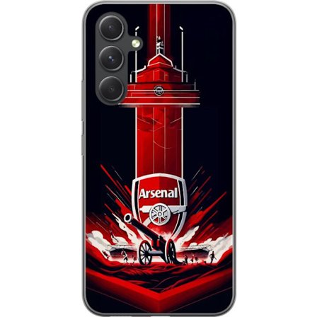 Yhteensopiva Puhelinkuori Samsung Galaxy A55 Arsenal-embleemi, jossa tykki ja stadionmotiivi voimakkaassa punaisessa ja valkoisessa urheilusuunnittelu