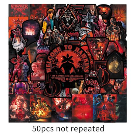50 Stranger Things 5 Plakatklistremerker, Thriller TV-serie Perifere Vanntette Dekorative Klistremerker