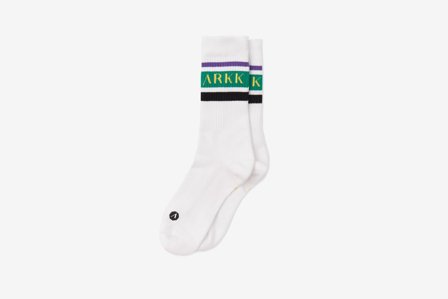 ARKK Copenhagen Damen Socken Größe 36-39 The High Sock - Striped White Soft Teal