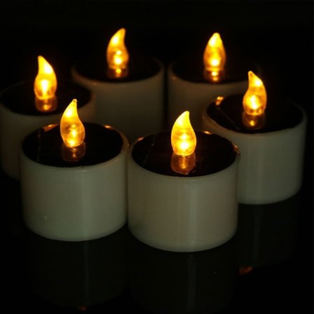 6 stk. solcelledrevne udendørs stearinlys, vandtætte, skumring til daggry