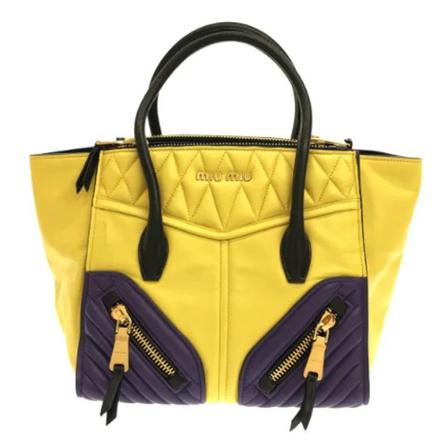 Miu Miu Pre-owned, Pre-owned Leather totes Geel, Dames, Maat:ONE Size