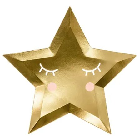 Little Star Stjerne Paptallerkener Guld 6-pak