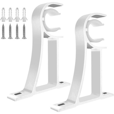 2-pack Kraftiga Vita Metall Gardinstångsfästen för 25-35mm Gardinstång